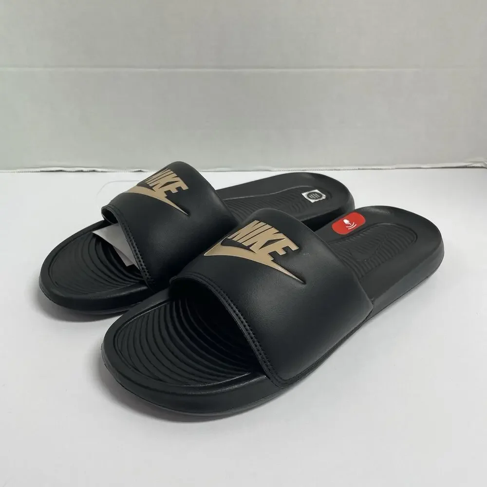 Nike Victori One Slide Black Metallic Gold CN9675 006 Size 8 Men Sandal Slipper